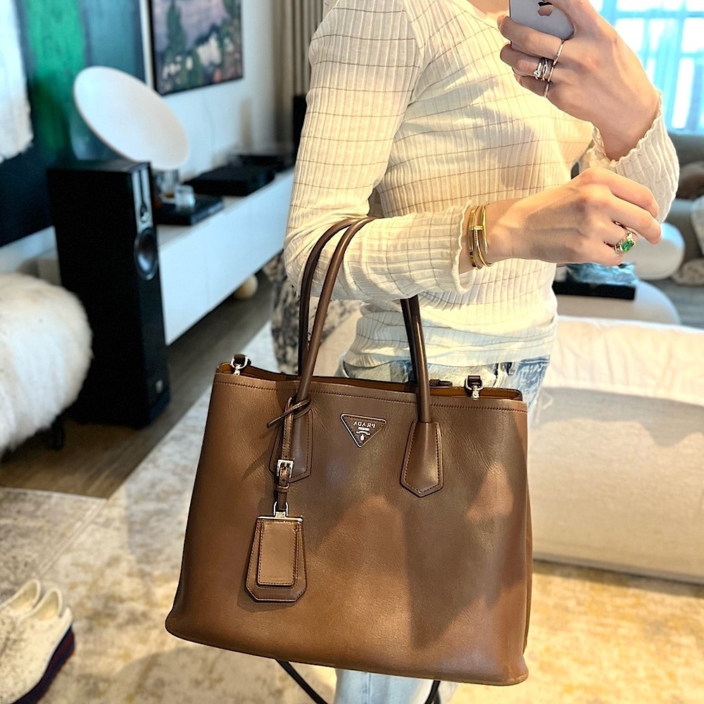 Prada double handle tote bag